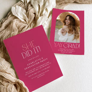 Convites Moderna Fete Rosa Ela Fez Isso Graduação De Arcos