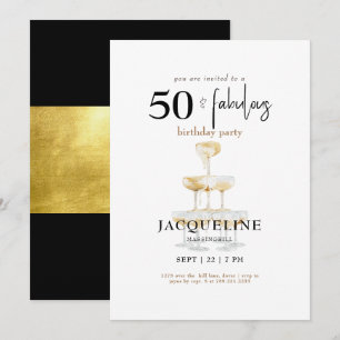 Convites Moderno 50 & Fabuloso Aniversário de Champanhe II