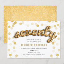 Moderno 70 Birthday - Balões Dourados Brilhante