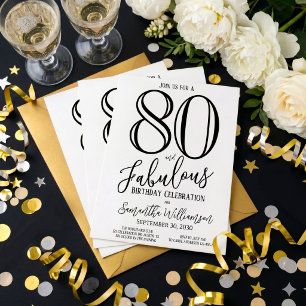 Convites Moderno 80 e Fabuloso Aniversário de Oitenta Anos