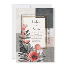 Moderno Abstrato Preto Branco Vermelho Floral Casa