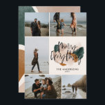 Convites Moderno abstrato rust 5 fotos Natal Ann<br><div class="desc">Abstrato verde moderno,  terracotta 5 foto-arca Natal pintou texto de roteiro para feliz todo cartão de feriado.</div>