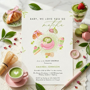 Convites Moderno Amor Verde você ama tanto Matcha Chá de Be