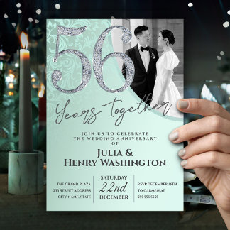 Convites Moderno Aniversário de Casamento Ornamentado de 56