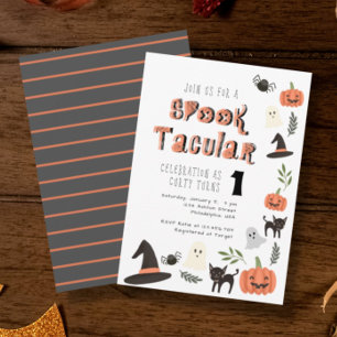Convites Moderno Aniversário de Halloween Cute Spooktacular