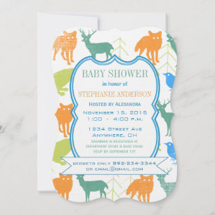 Convites Moderno Baby Woodland Cria Chá