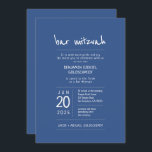 Convites Moderno   Bar Simples Mitzvah<br><div class="desc">Composto por uma escrita lúdica e uma tipografia san serif; tudo contra um pano de fundo azul. Este foi projetado por materiais de terceiros selecionados,  exclusivos para o Zazzle. Disponível aqui: http://www.zazzle.com/selectpartysupplies</div>