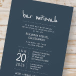 Convites Moderno   Bar Simples Mitzvah<br><div class="desc">Composto por uma escrita lúdica e uma tipografia san serif; tudo contra um pano de fundo azul. Este foi projetado por materiais de terceiros selecionados,  exclusivos para o Zazzle. Disponível aqui: http://www.zazzle.com/selectpartysupplies</div>