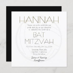 Convites Moderno Black White Dourado BAT MITZVAH