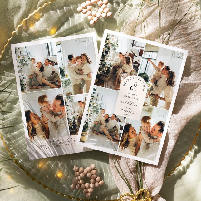 Convites Moderno Boho 8 Fotos Natal Ano Novo (Criador carregado)