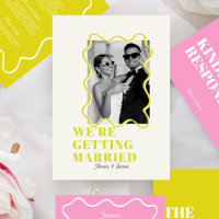 moderno Bold Wavy funky Chartreuse e Casamento ros