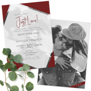 Convites 🍷 Moderno Burgundy Casual Apenas Adorava Casament