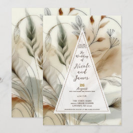 Convites Moderno Casamento Botânico Boho com Folhagem Rala