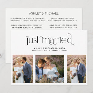 Convites Moderno Casamento Recém-Casados 4 Recepção de Foto