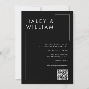Convites Moderno Casamento Simples Minimalista Foto Azul Em