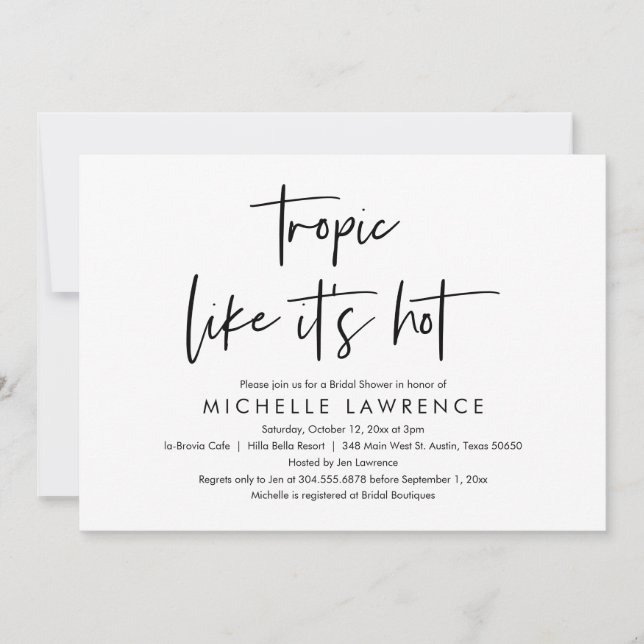 Convites Moderno Casual e Divertido, Festa de Praia Chá de  (Frente)