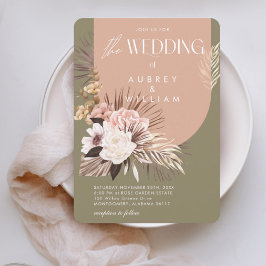 Convites Moderno Chic Boêmio Casamento Floral Aquarela