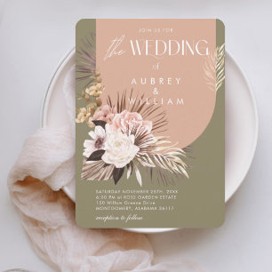Convites Moderno Chic Boêmio Casamento Floral Aquarela