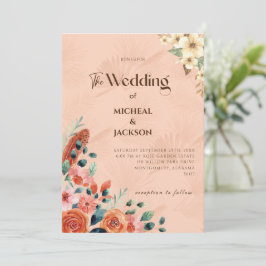 Convites Moderno Chic Boêmio Floral Aquarela 