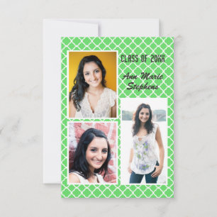 Convites Moderno Chic Formatura 3 Foto 3x5Green Quatrefoil