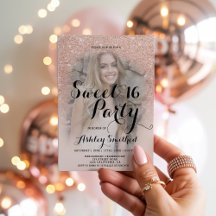 Moderno Chic Rosa de ouro brilhante foto Sweet 16