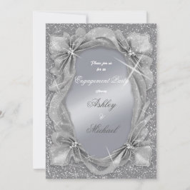 Convites moderno chique prata elegante festa de noivado