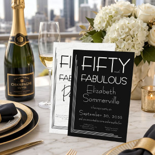 Convites Moderno Cinquenta e Fabuloso Aniversário de 50 Ano