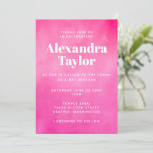 Convites Moderno cor-de-água rosa Trendente Bat Chic Mitzva