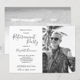 Convites Moderno de Praia Branca e Preta da Fotografia de R
