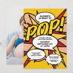 Convites Moderno Diversão do Chá de fraldas Pronto para Pop