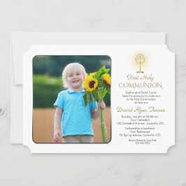 Convites Moderno Dourado Chalice Foto Boy 1rua Santa Comunh