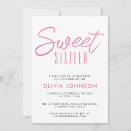 Convites Moderno e Doce Dezesseis Rosa e Branco