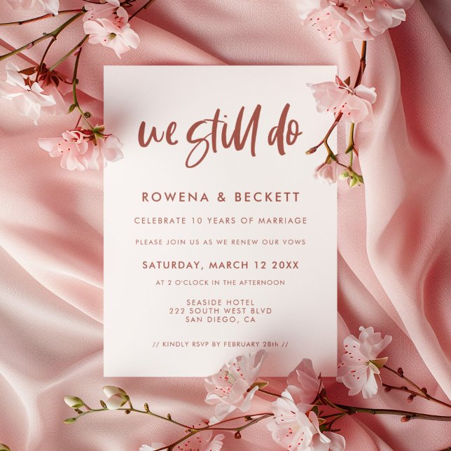 Convites Moderno e elegante rosa-neve Ainda fazemos Vow Ren (Criador carregado)