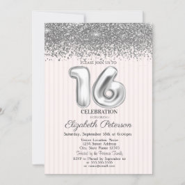 Convites Moderno e Glamouroso Sweet 16 com Listras de Diama