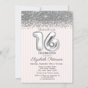 Convites Moderno e Glamouroso Sweet 16 com Listras de Diama