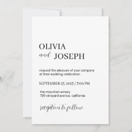 Convites Moderno e minimalista simples | Casamento Branco