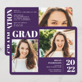 Convites Moderno e roxo 3 fotos formadas