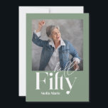 Convites Moderno e simples sábio verde 50º aniversário<br><div class="desc">O mínimo moderno de tipografia é um simples convite de 50 anos,  verde e branco. Parte de uma coleção contemporânea.</div>