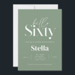 Convites Moderno e simples sábio verde 60º aniversário<br><div class="desc">O mínimo moderno convite para fotos é verde e branco,  60º aniversário. Parte de uma coleção contemporânea.</div>