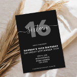 Convites Moderno Elegante 16.º Aniversário<br><div class="desc">Convite para aniversário de 21 anos moderno elegante. Design de modelo de convite de aniversário de 21 anos minimalista com uma caligrafia elegante com letra de escrita manuscrita.</div>