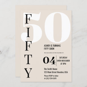 Convites Moderno Elegante 50ª Festa de aniversário