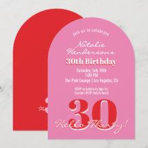 Moderno Elegante Aniversário de 30 anos Rosa Verme