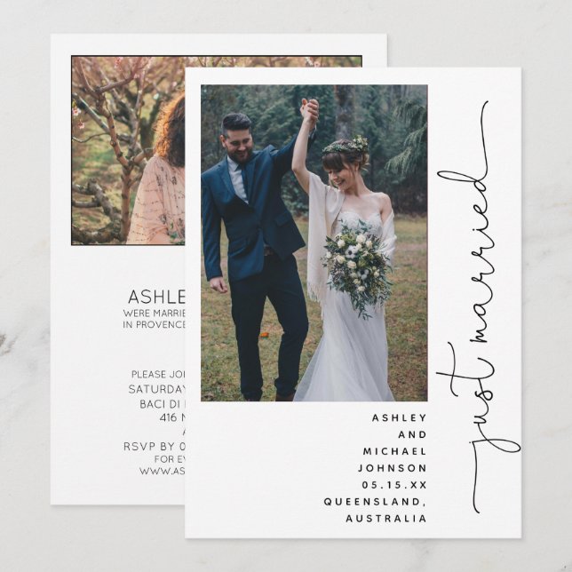 Convites Moderno Elegante Apenas Recepção de Casamento 2 Fo (Frente/Verso)