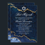 Convites Moderno Elegante Azul Dourado Bat Mitzvah<br><div class="desc">Azul Elegante Moderno e Azul Marble Agate Geode Bat Mitzvah Convite</div>
