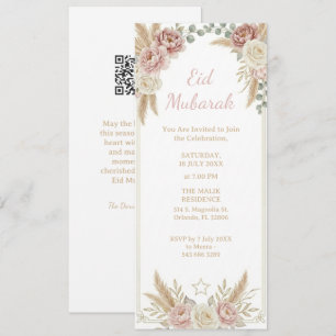 Convites Moderno Elegante Boho Floral Eid Mubarak Digital