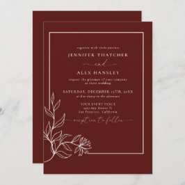 Convites Moderno Elegante Botânico Deixa Código QR Casado