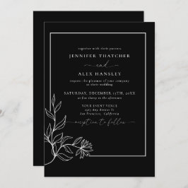 Convites Moderno Elegante Botânico Deixa Código QR Casado