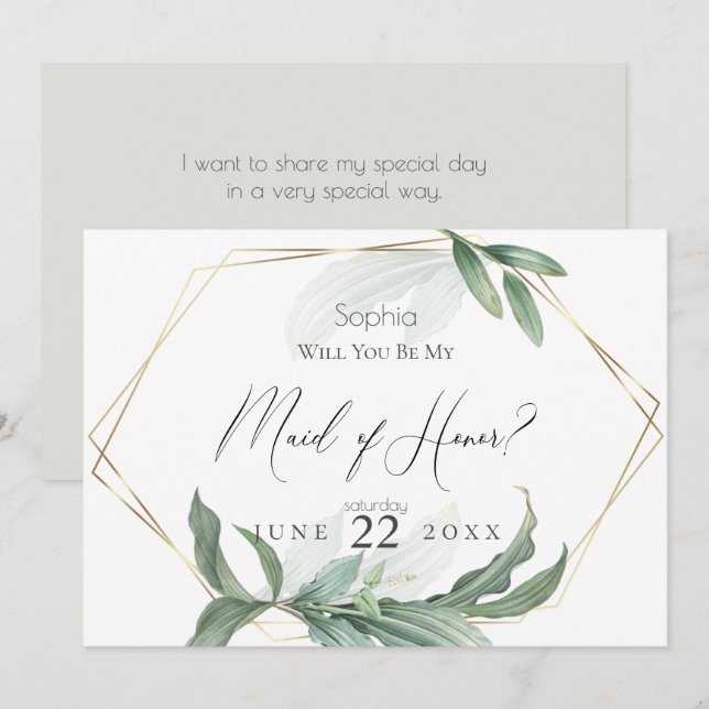 Convites Moderno Elegante Deixa minha Madrinha de casamento (Frente/Verso)