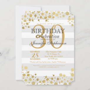 Convites Moderno Elegante, Faux Dourados Splatters and Stri