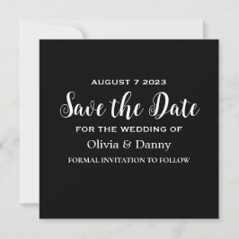 Convites Moderno Elegante Preto e Branco Save The Date